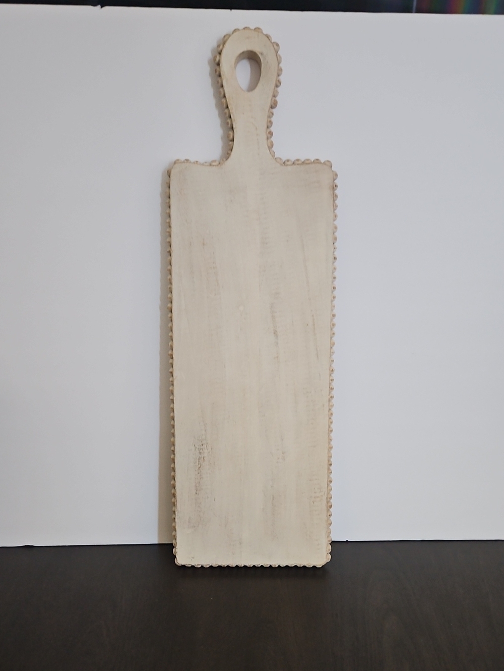 Pier 1 Charcuterie Cream Wood Cheese Serving Board With Beaded Accents Around